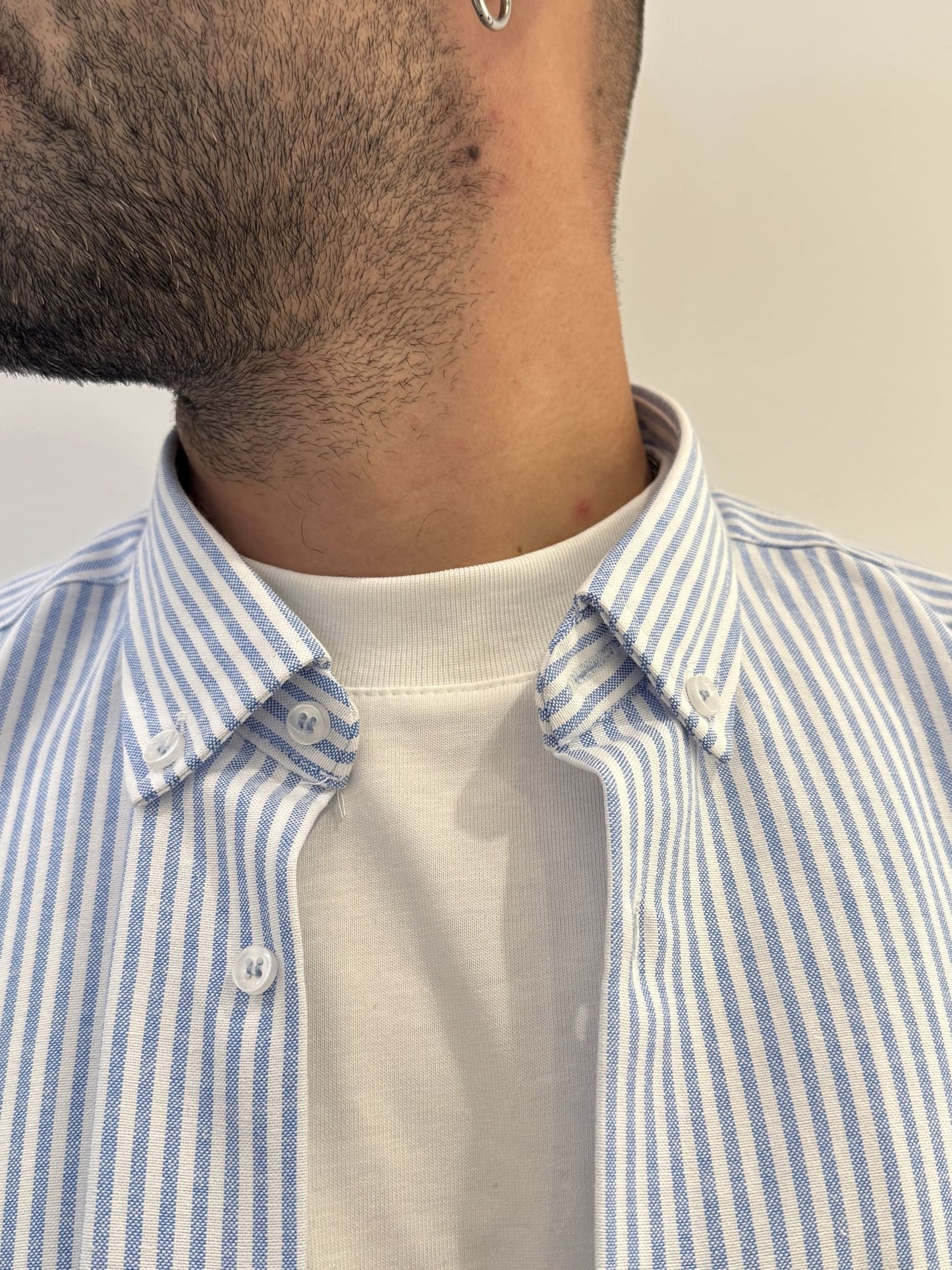 Camicia over rigata a maniche lunghe