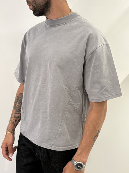 T-shirt cropped basic grigio