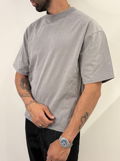 T-shirt cropped basic grigio