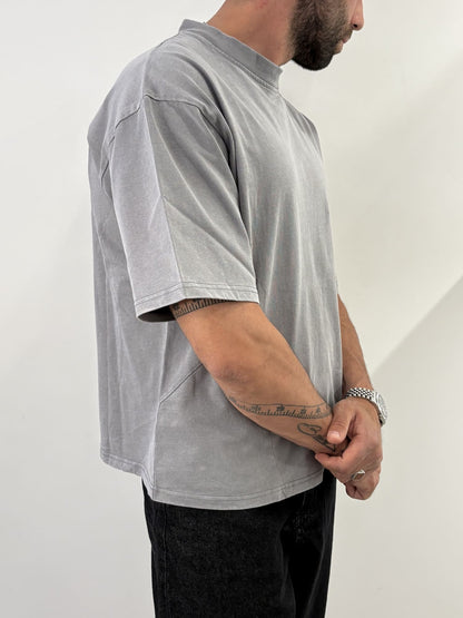 T-shirt cropped basic grigio