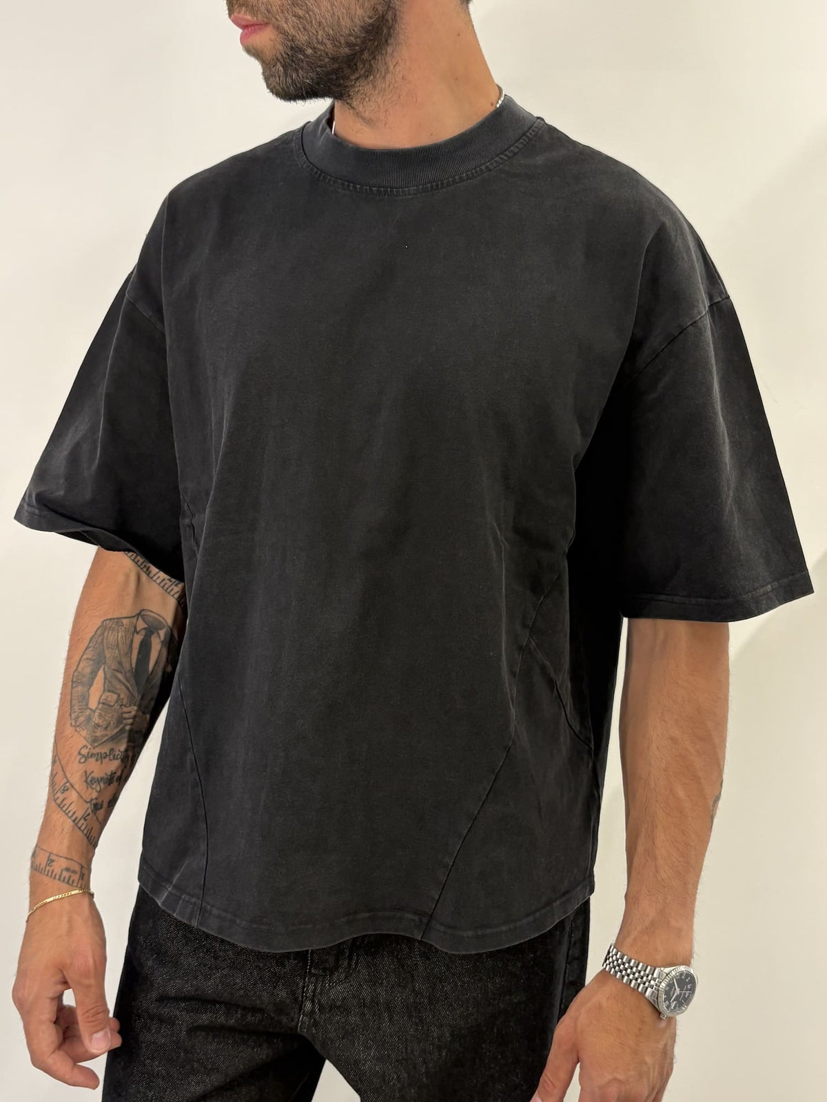 T-shirt cropped basic nero