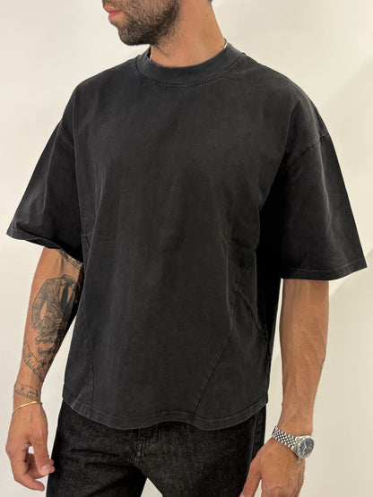 T-shirt cropped basic nero