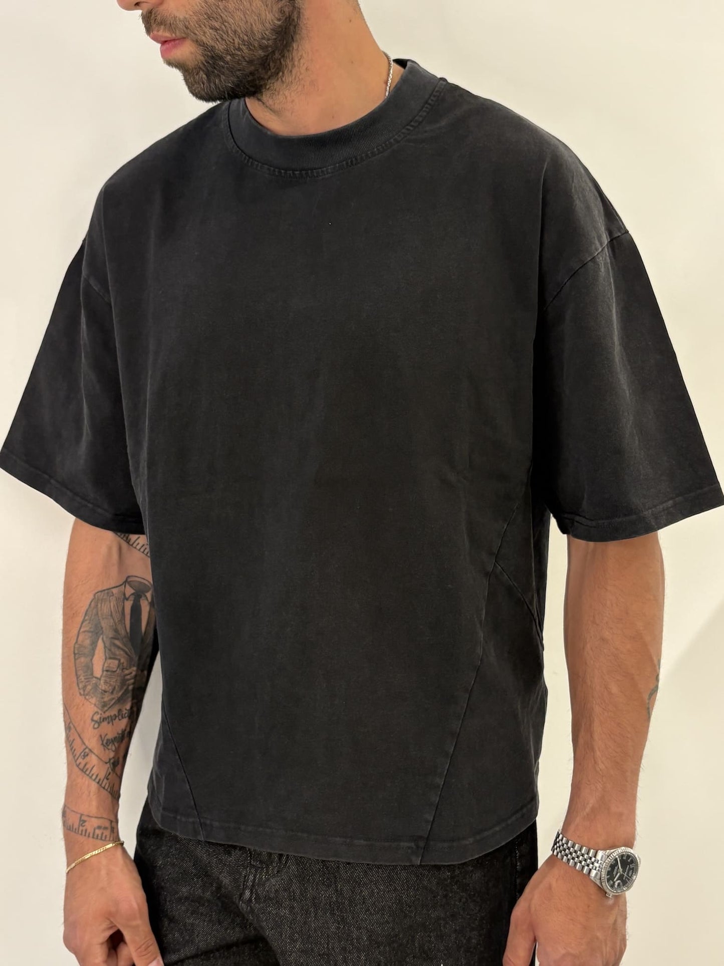 T-shirt cropped basic nero
