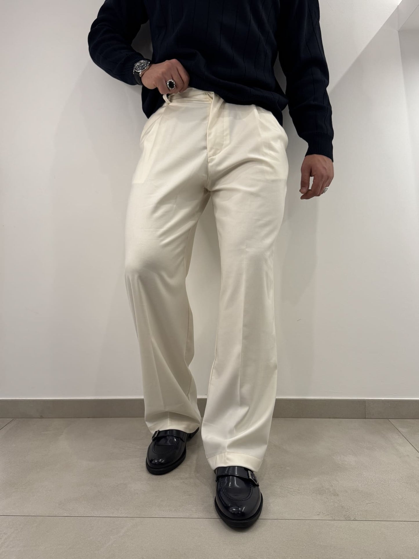Pantalone semielegante panna