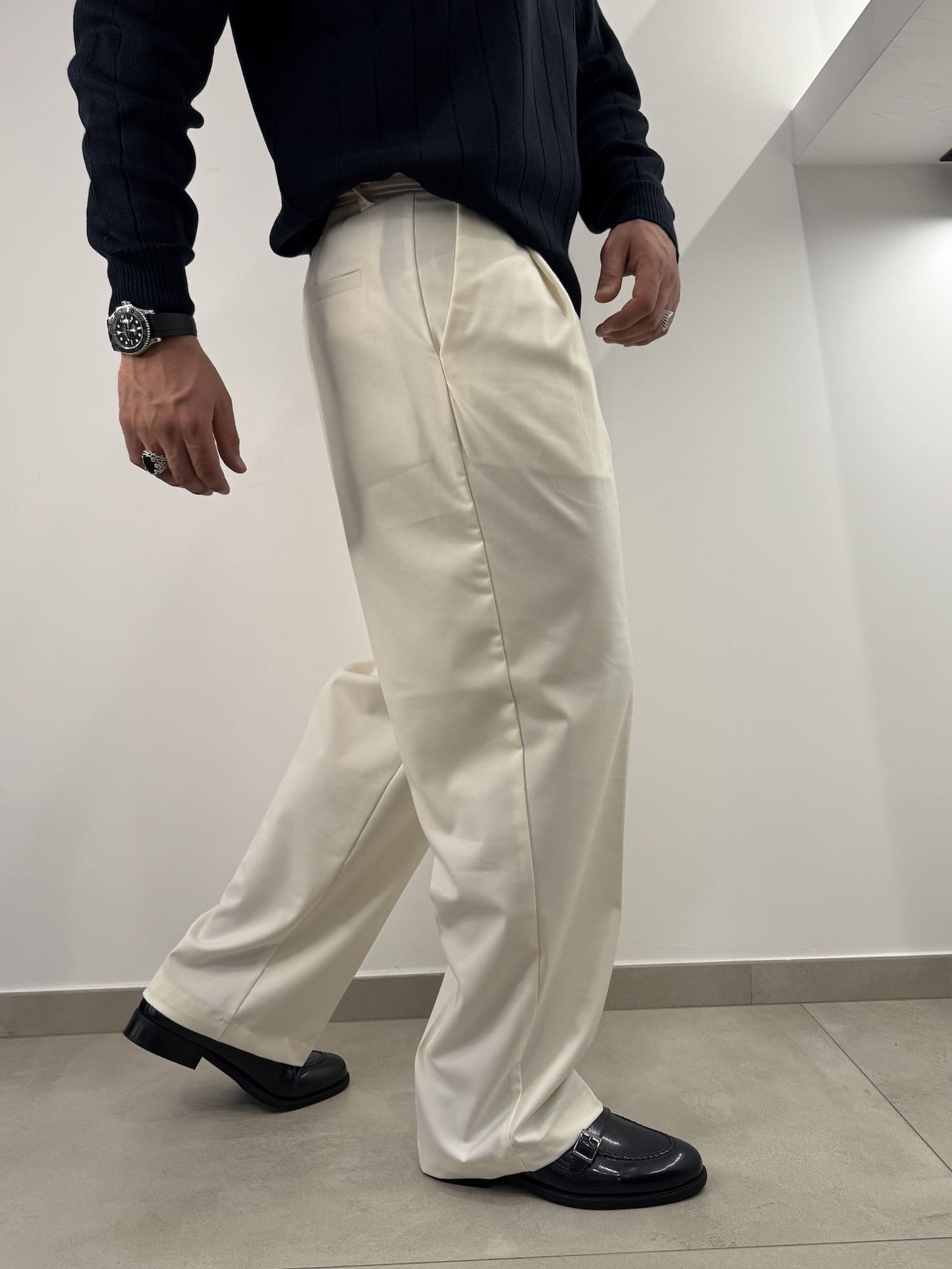 Pantalone semielegante panna