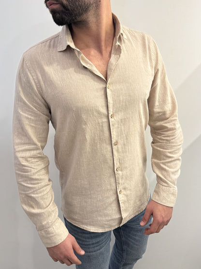 Camicia collo alla francese in lino