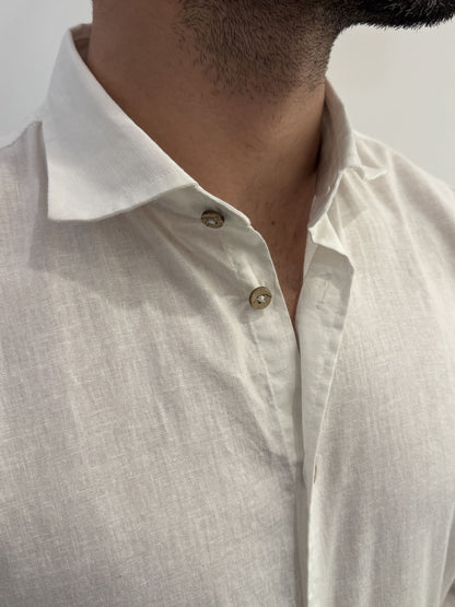 Camicia collo alla francese in lino