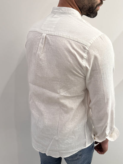 Camicia collo coreano in lino