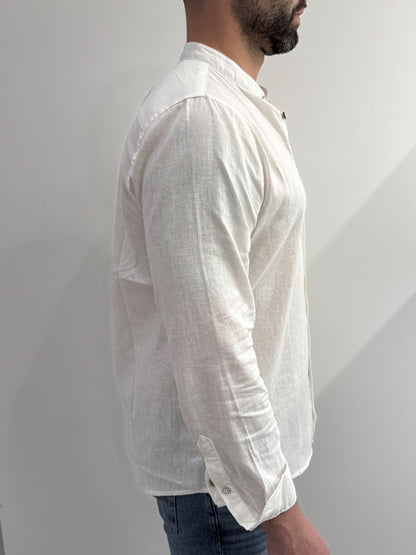 Camicia collo coreano in lino