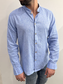 Camicia collo coreano in lino