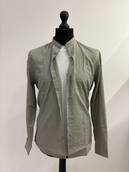 Camicia collo coreano in lino