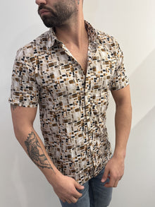 Camicia mezza manica fantasia coriandolo
