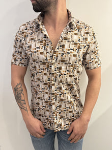 Camicia mezza manica fantasia coriandolo