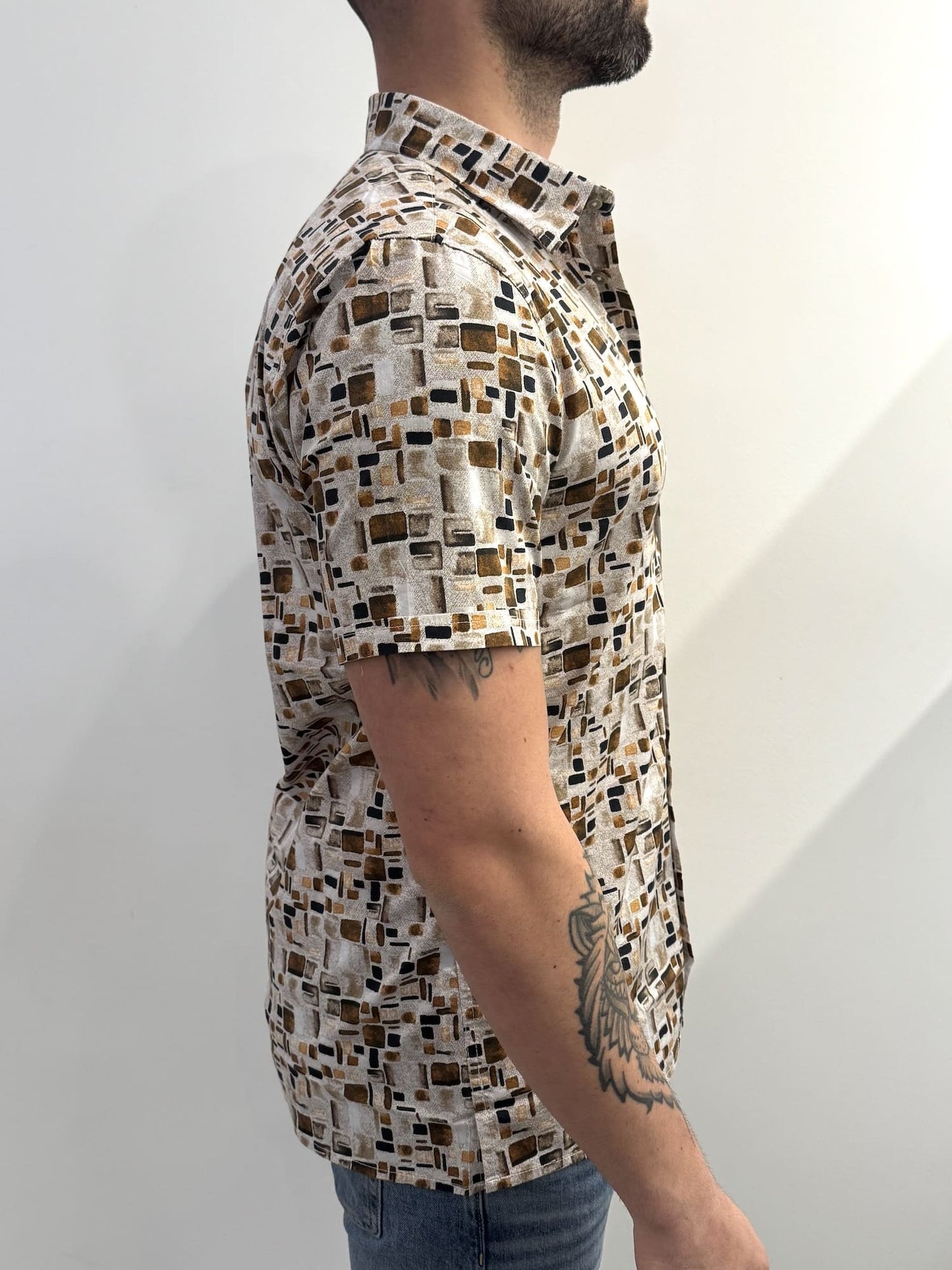 Camicia mezza manica fantasia coriandolo