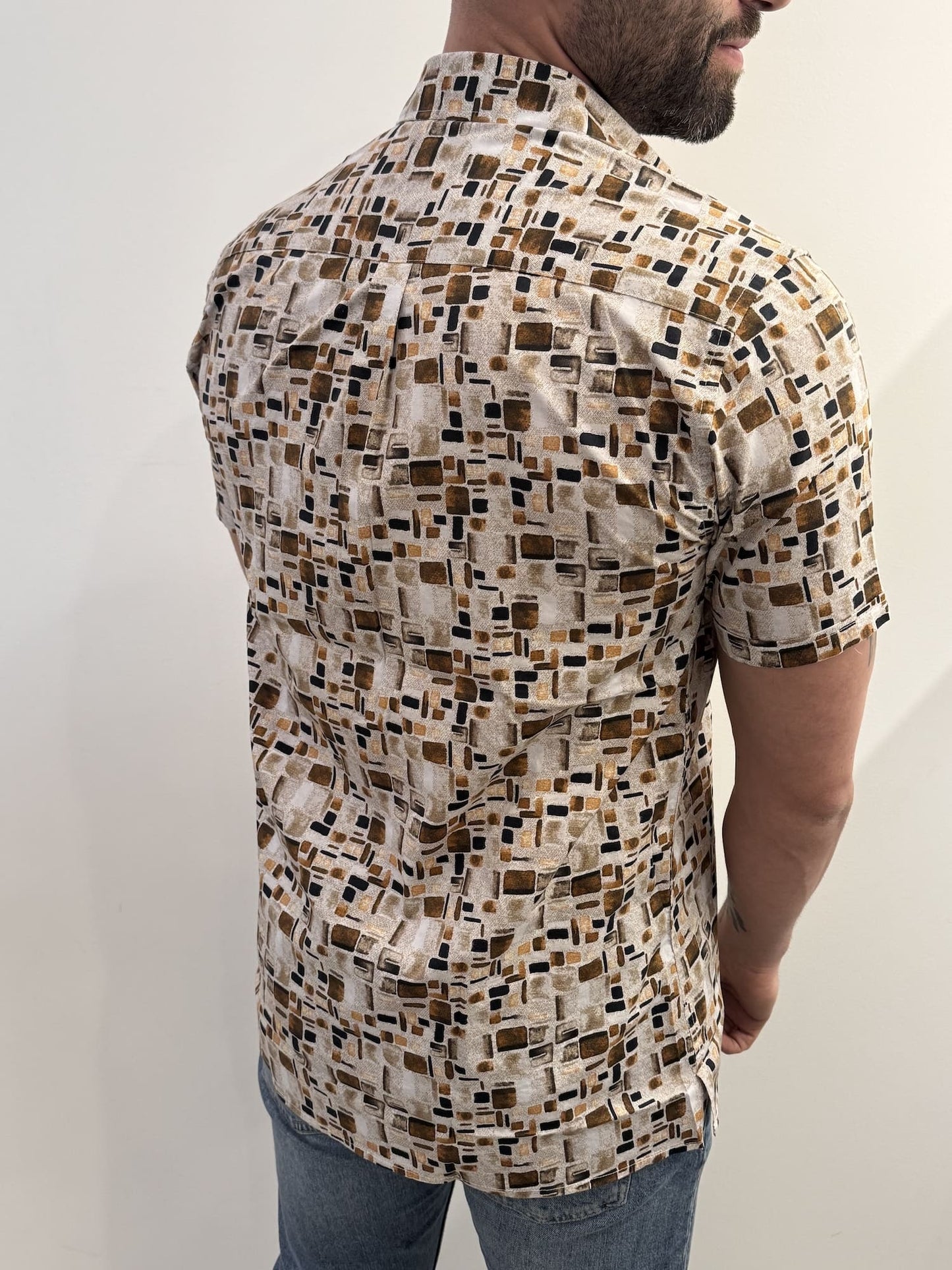 Camicia mezza manica fantasia coriandolo