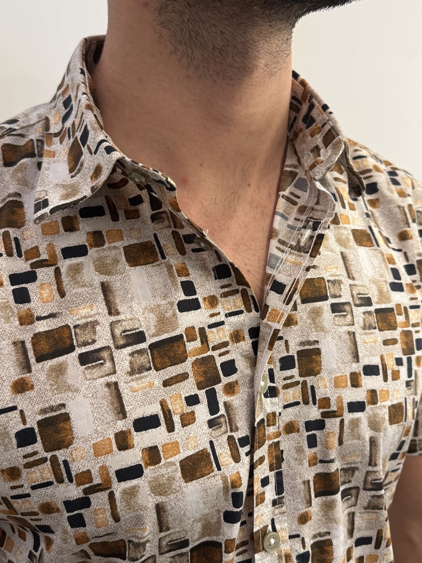 Camicia mezza manica fantasia coriandolo