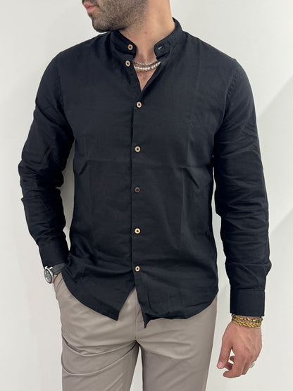 Camicia Hamaki-Ho in misto lino nero