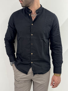 Camicia Hamaki-Ho in misto lino nero