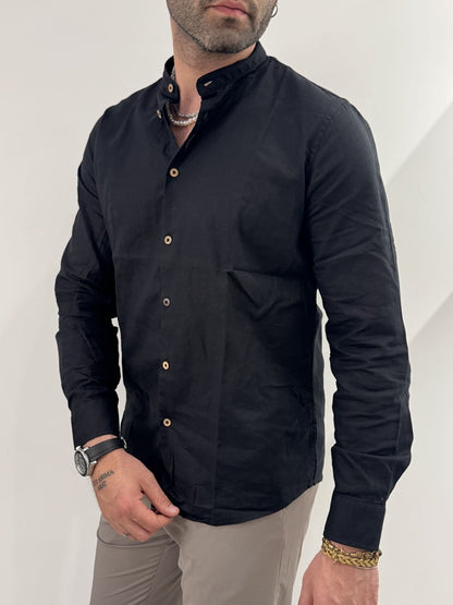 Camicia Hamaki-Ho in misto lino nero