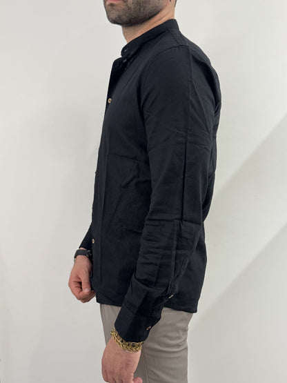 Camicia Hamaki-Ho in misto lino nero