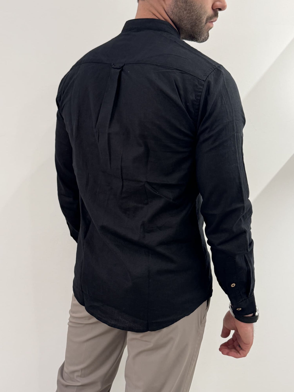 Camicia Hamaki-Ho in misto lino nero