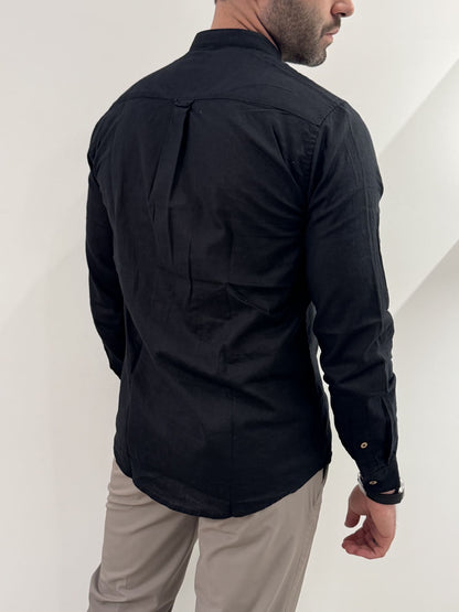 Camicia Hamaki-Ho in misto lino nero