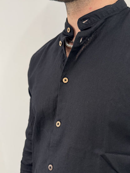 Camicia Hamaki-Ho in misto lino nero