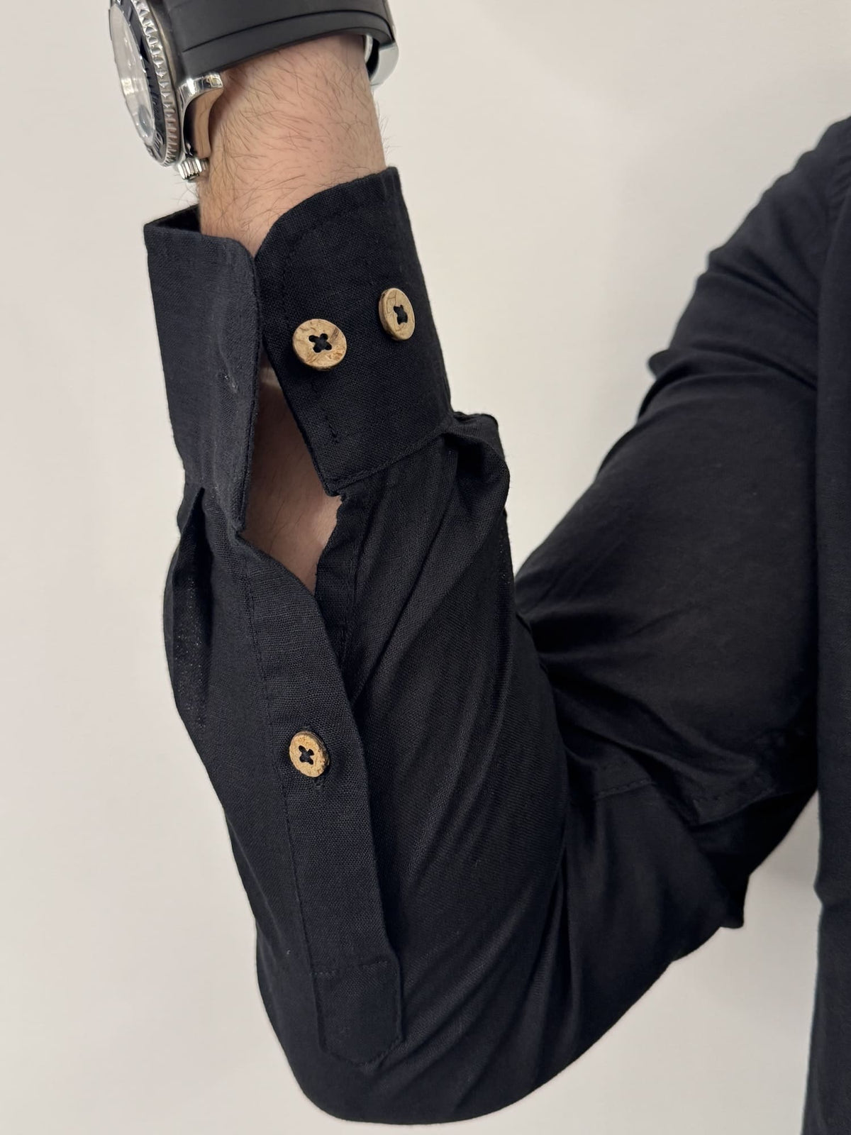 Camicia Hamaki-Ho in misto lino nero