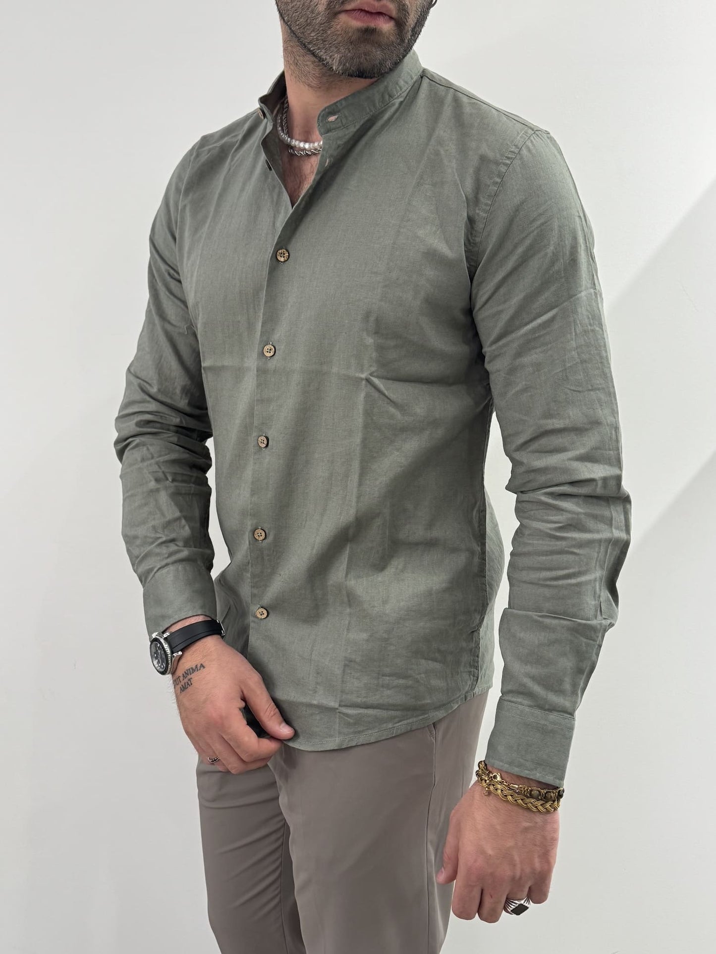 Camicia Hamaki-Ho in misto lino timo