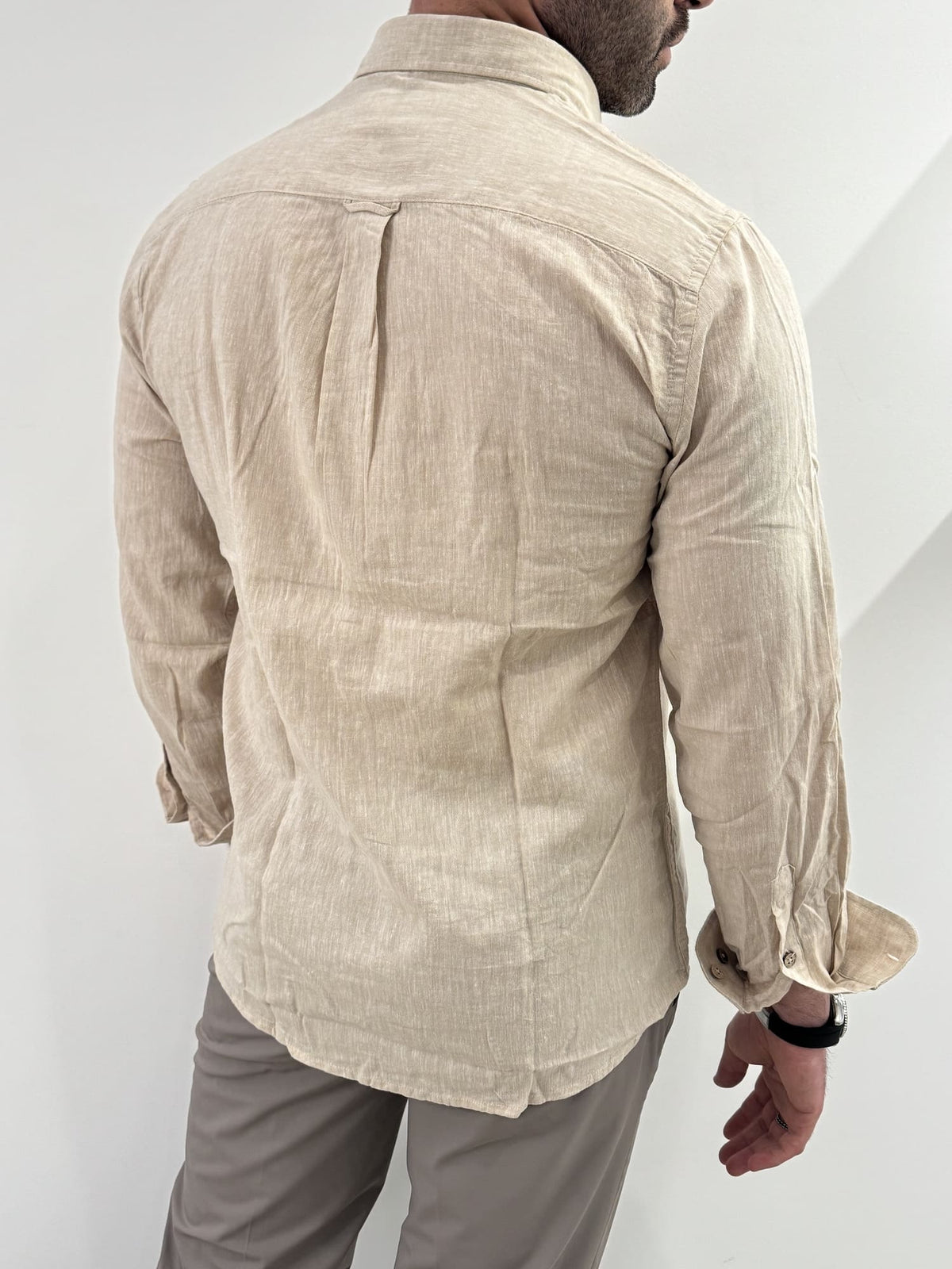 Camicia Hamaki-Ho in misto lino beige