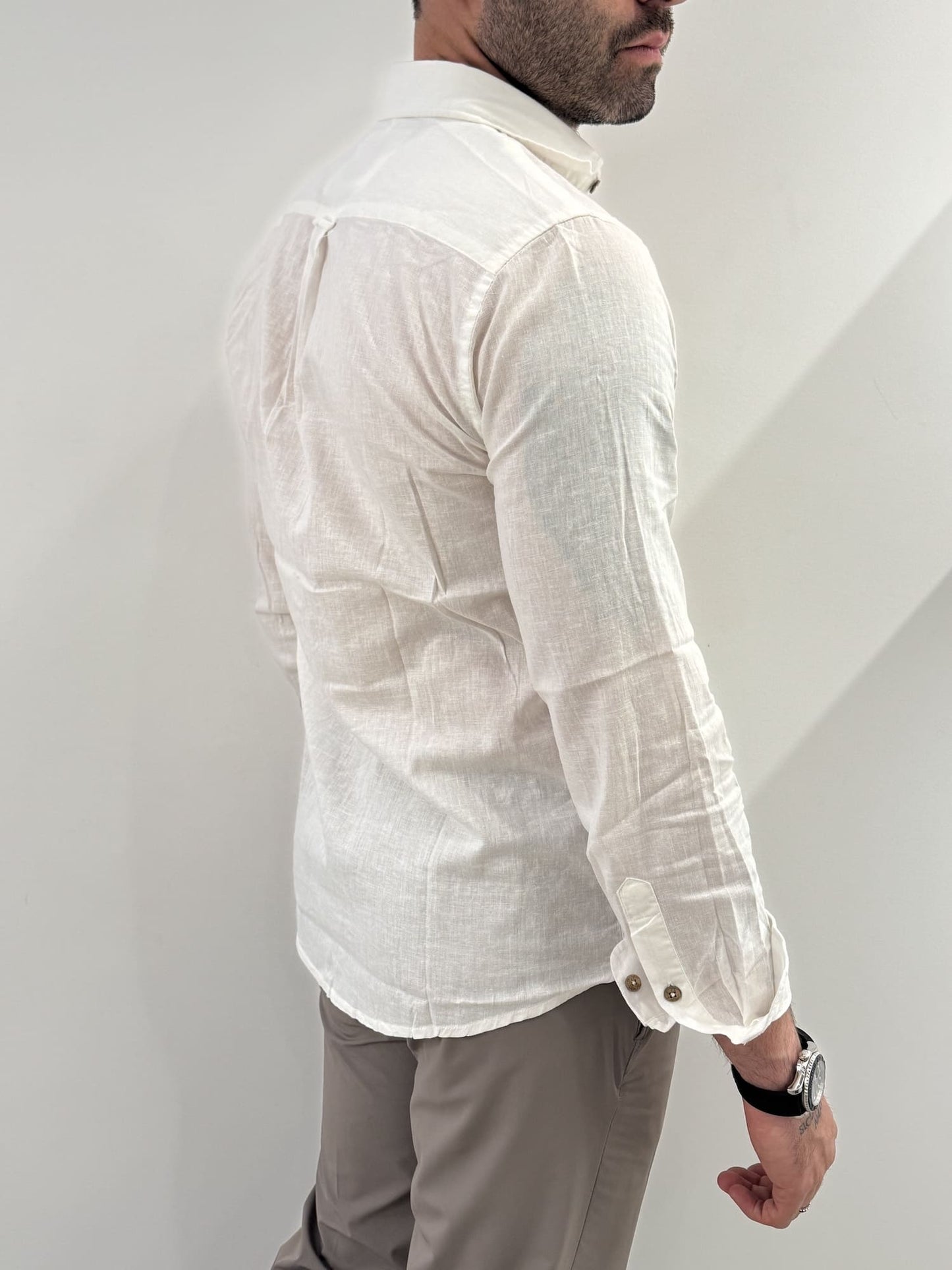 Camicia Hamaki-Ho in misto lino bianco