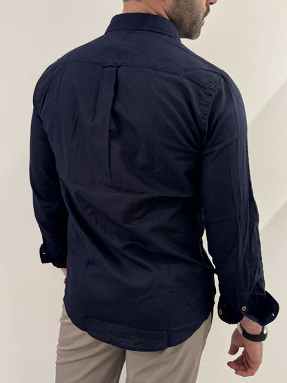 Camicia Hamaki-Ho in misto lino blu