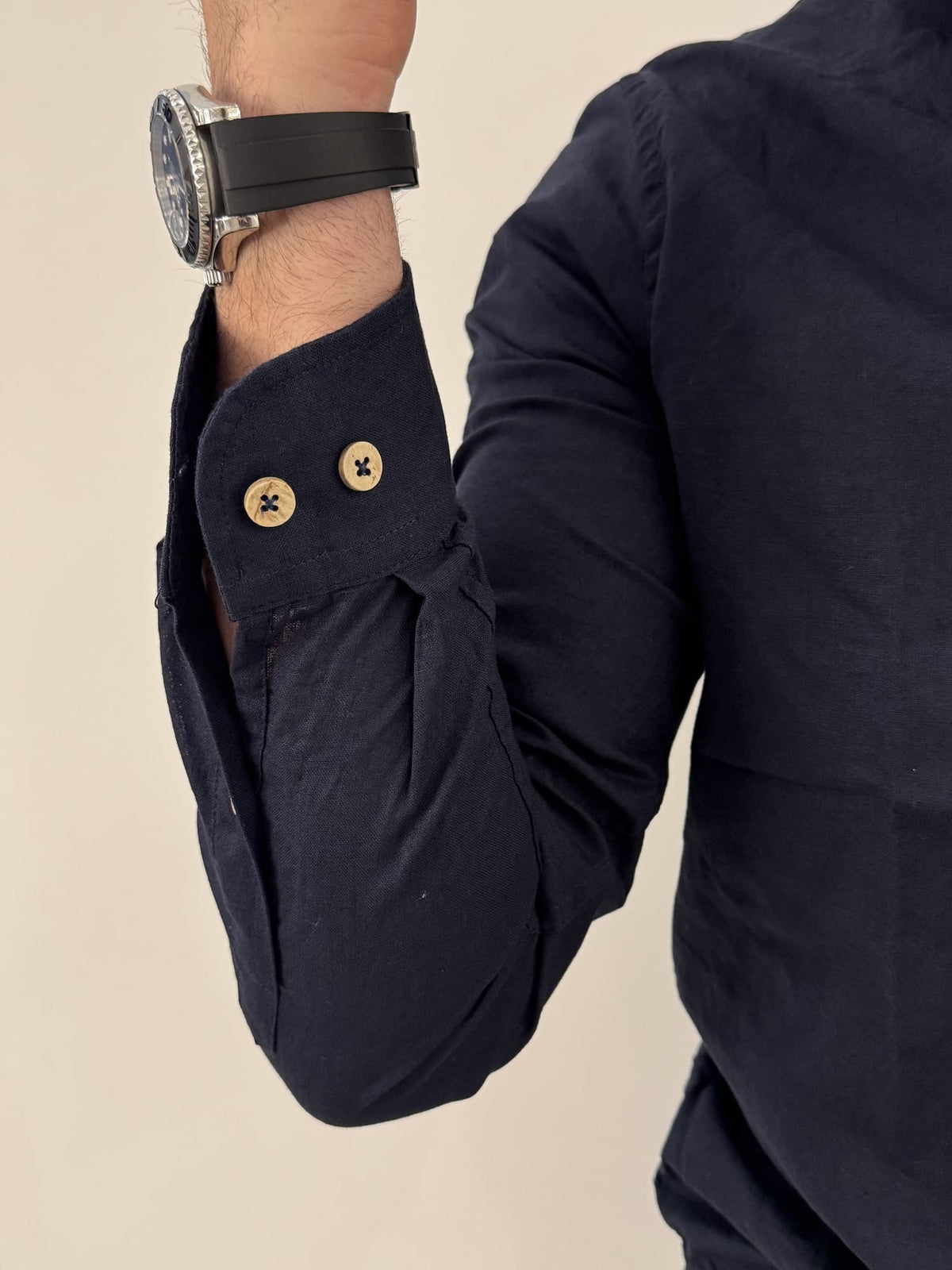 Camicia Hamaki-Ho in misto lino blu