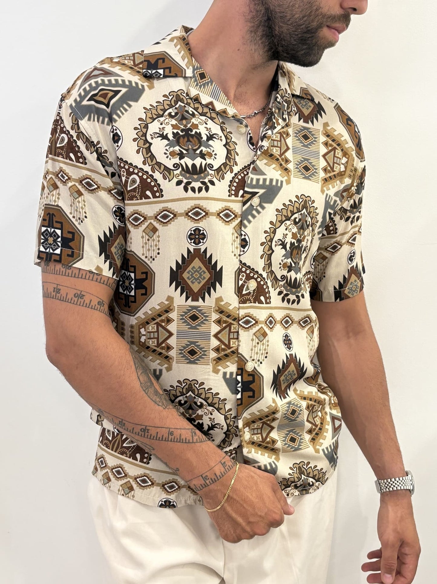 Camicia maniche corte a fantasia