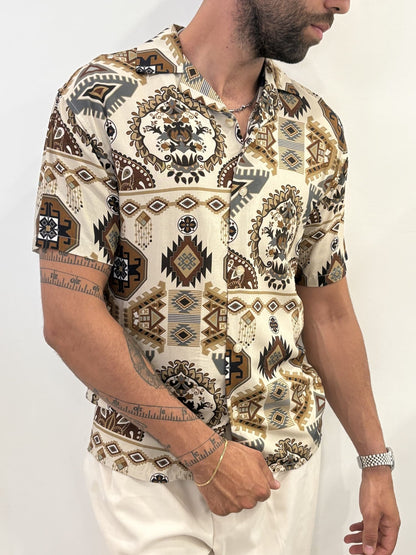 Camicia maniche corte a fantasia