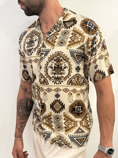 Camicia maniche corte a fantasia
