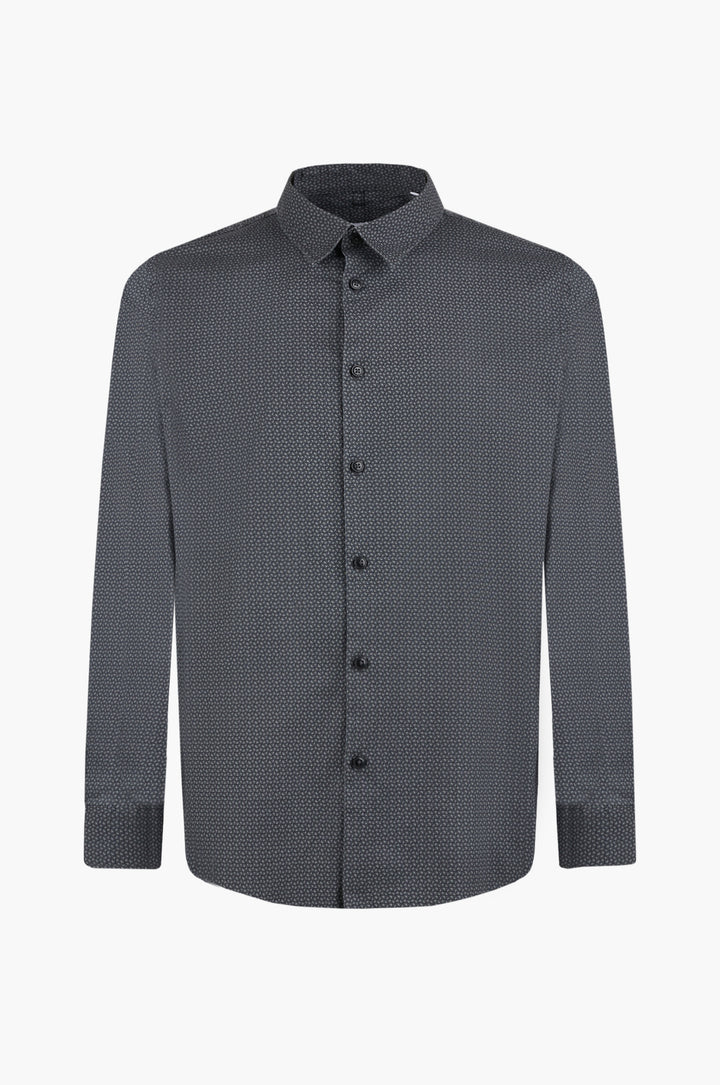 Camicia regular fit microfantasia sorbino nero