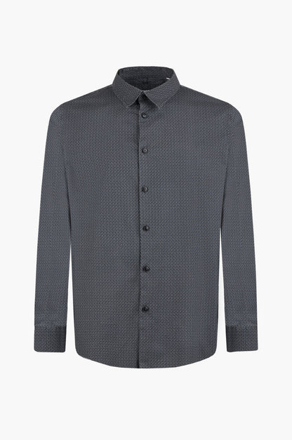 Camicia regular fit microfantasia sorbino nero