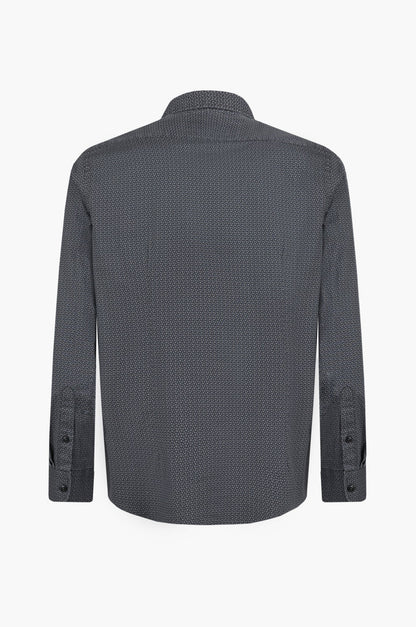 Camicia regular fit microfantasia sorbino nero