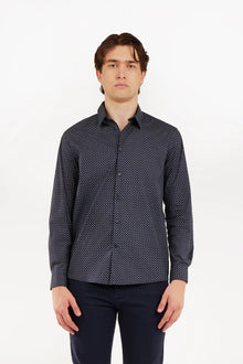 Camicia regular fit microfantasia sorbino blu