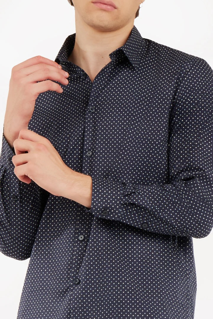 Camicia regular fit microfantasia sorbino blu