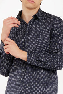 Camicia regular fit microfantasia sorbino blu