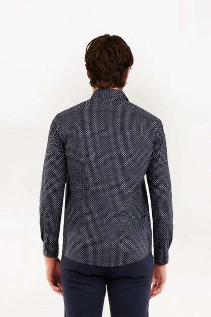 Camicia regular fit microfantasia sorbino blu