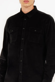 Camicia regular fit in velluto Black