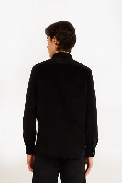 Camicia regular fit in velluto Black