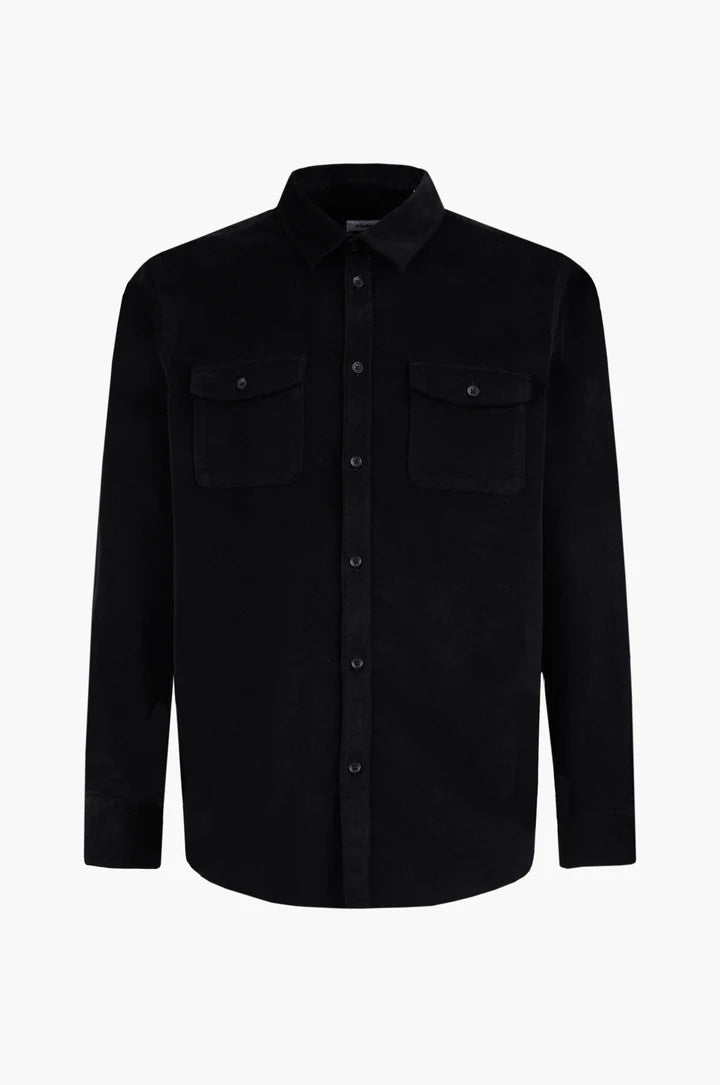 Camicia regular fit in velluto Black