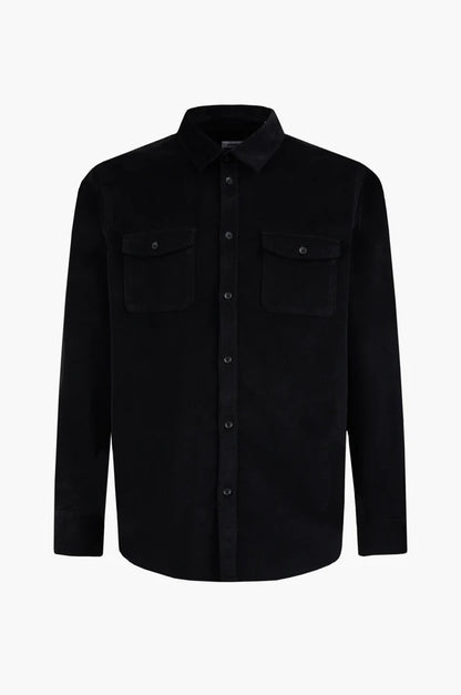 Camicia regular fit in velluto Black