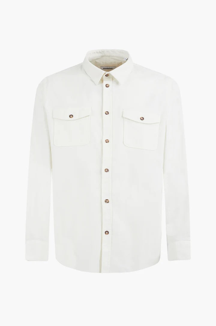 Camicia regular fit in velluto white