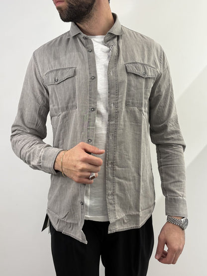 Camicia hamaki-ho in cotone grigio