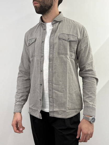 Camicia hamaki-ho in cotone grigio